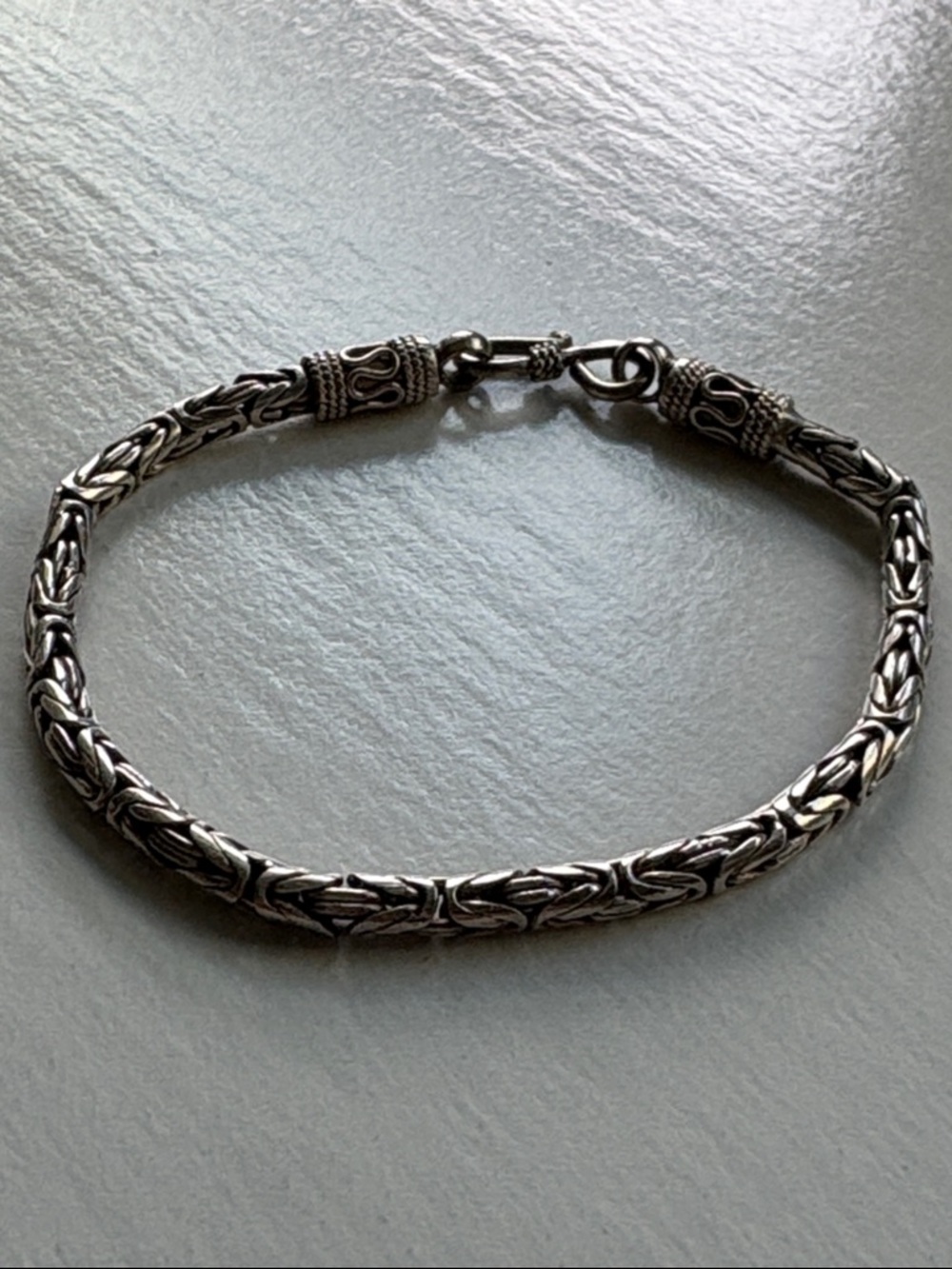 Sterling Silver Byzantine Bracelet 7”,  4mm round